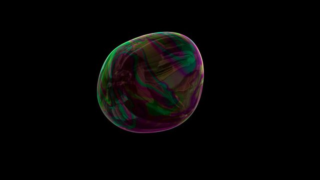 soap bubble over dark black screen seamless loop, 4k colorful motion background (Hd, 3840 X 2160, ready for compositing, isolated on black, 