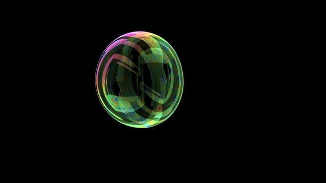 soap bubble over dark black screen seamless loop, 4k colorful motion background (Hd, 3840 X 2160, ready for compositing, isolated on black, 