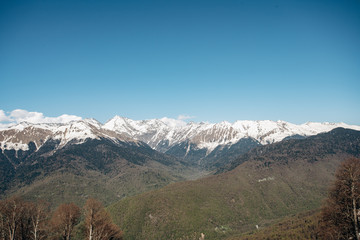 Fototapeta premium Mountain view in winter. Beautiful mountain landscape