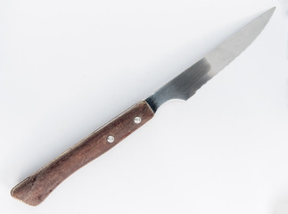 Knife with wooden handle