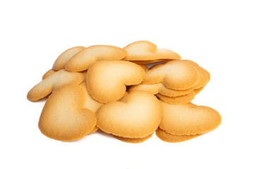 butter cookie hearts isolated