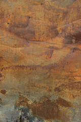 Grunge rusted metal texture. Rusty corrosion and oxidized background. Worn metallic iron panel. Vertical