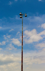 street lamp on blue sky