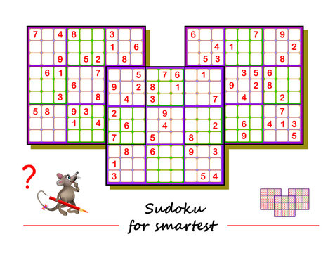Logic Sudoku Game for Children and Adults. Big Size Puzzle with 4 Squares,  Difficult Level Stock Vector - Illustration of drawn, draw: 227362687