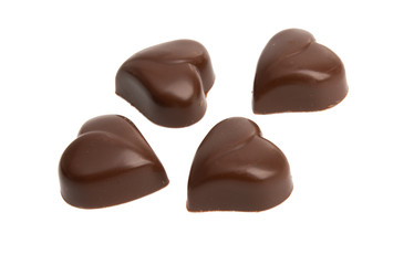 chocolate hearts isolated