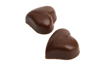 chocolate hearts isolated