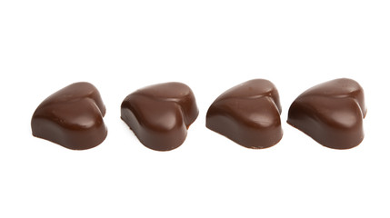 chocolate hearts isolated