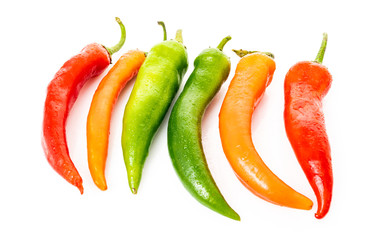 hot chilli peppers isolated on white background