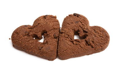 chocolate hearts cookies isolated