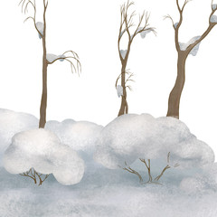 Winter forest landscape. Trees in the snow. Winter fairy tale. White - 311921594