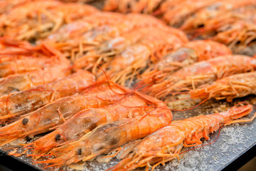 Many prawns grilled