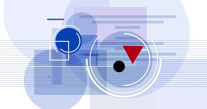Abstract 2d animation of transition with geometric shapes in suprematism style.