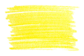 marker yellow, stain from stripe strokes. texture on white background isolated.