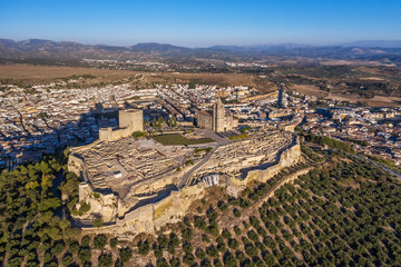 aerial view of the ancient fortress de la Mota near the town of Alcalá la Real