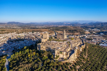 Fototapeta na wymiar aerial view of the ancient fortress de la Mota near the town of Alcalá la Real