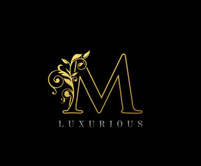 Golden M Luxury Logo Icon, Classy M Letter Logo Design.