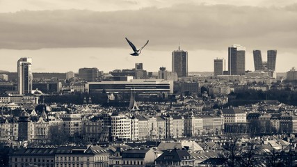 View of the old town in Prague, mystic panorama