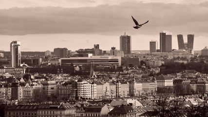 View of the old town in Prague, mystic panorama