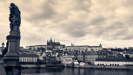View of the old town in Prague, mystic panorama