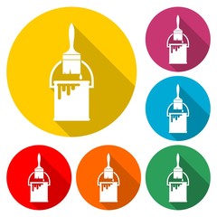 Painting tools flat icon design long shadow