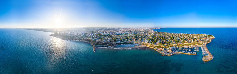 Panoramic aerial view of the bay with yachts Cabo Roch Alicante Spain - obrazy, fototapety, plakaty