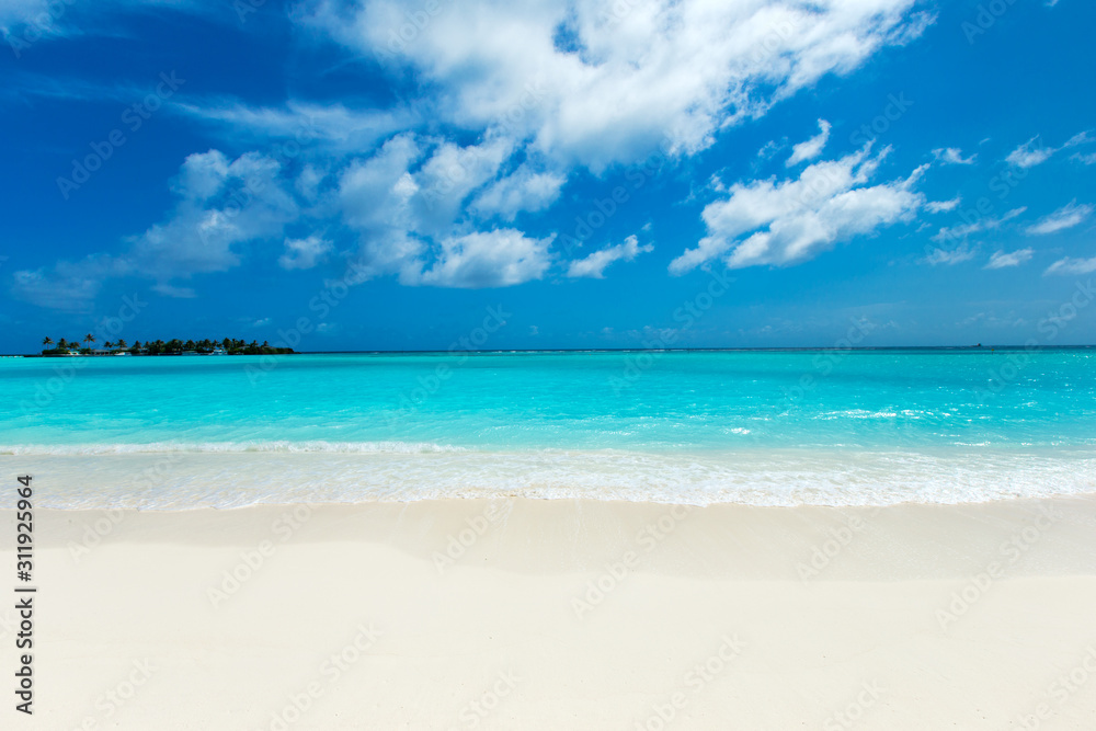 Poster beach and tropical sea . nature background