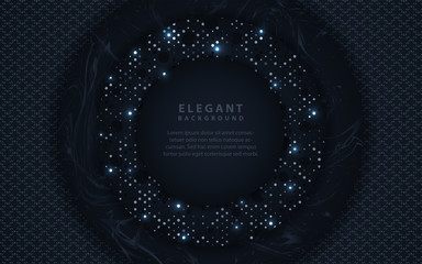 Dark blue abstract background with paper shapes overlap layers. Luxury and modern concept texture with light effect element decoration. Vector design template for use frame, cover, banner, card