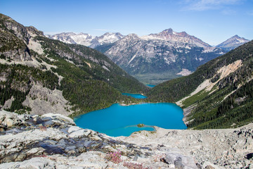 Viewpoint from the glacier at Joffre Lakes, British Columbia