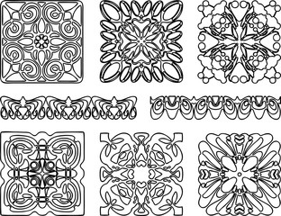 Vector image of various decorative elements outlines