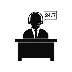 24/7 Customer Service Icon. Flat style vector EPS.