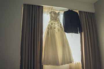 wedding dress in an interior