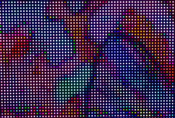 Digital screen background. Monitor or TV with image close up. Aesthetics of cyberpunk, neon and 80s