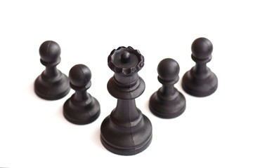 Chess business concept, leader & success ,isolated white background,selective focus