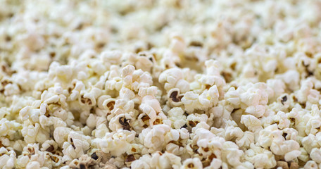 Popcorn background. Texture popcorn close up