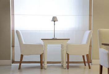 table and chairs in a restaurant or bar