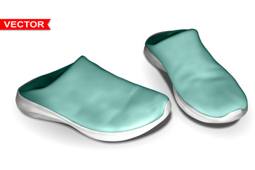 Detailed graphic photorealistic rubber home boots. Isolated on white background. Vector icon.