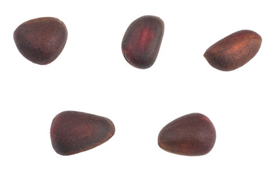 Pine nuts isolated on white, top view