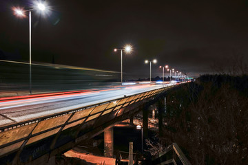 Fototapeta na wymiar Stockholm, Sweden Traffic on the E4 highway at night.