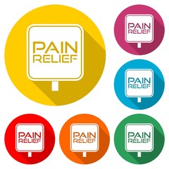 Pain relief  icon with long shadow