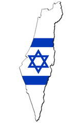 It's map-flag ISRAEL. Isolated. 3D illustration. 