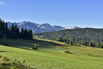 Fototapeta na wymiar Panorama of the Tatra Mountains and Zakopane
