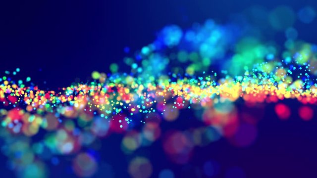 fantastic festive abstract background of glitter magic multicolor particles fly or float in viscous liquid and glow, amazing shining bokeh in 4k. Luma matte as alpha channel. 34