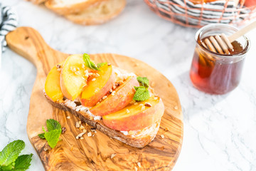 Peach ricotta toast