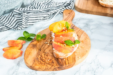 Peach ricotta toast