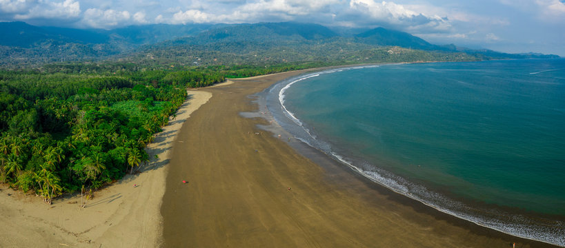 Aerial Drone View of the Whale's Tail at the Marino Ballena National Park in Uvita, Costa Rica