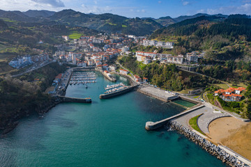 Fototapeta na wymiar Port of Mutriku aerial view, Gipuzkoa, Basque Country