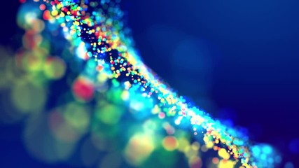 fantastic festive abstract background of glitter magic multicolor particles fly or float in viscous liquid and glow, amazing shining bokeh in 4k. Luma matte as alpha channel. 48