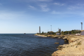 Tarkhankutsky lighthouse is a lighthouse on the Cape of the same name, which is the westernmost part of the Crimean Peninsula