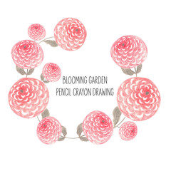 Elegant floral mock up in hand drawing colorful flower in japanese style. Ditsy print. Layout for invitations, business cards, poster.