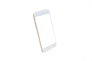 Mockup of a modern phone with a white screen on a white background.